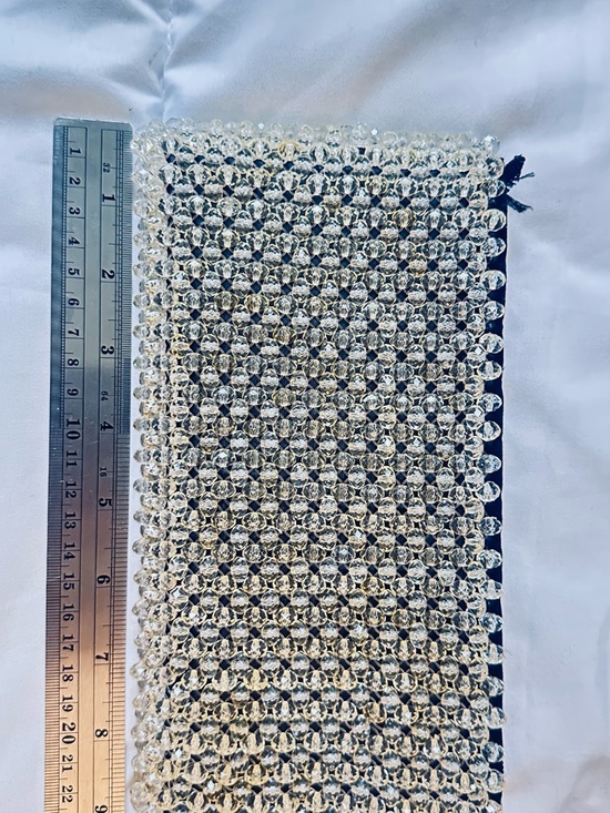 Vintage Crystal Fishnet Mesh Clutch Champagne Beaded Evening Bag Wedding Bridal - Picture 3 of 12